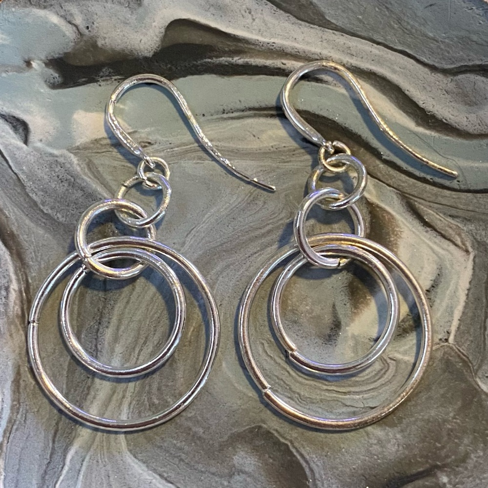 Silver Circle Dangle Earrings